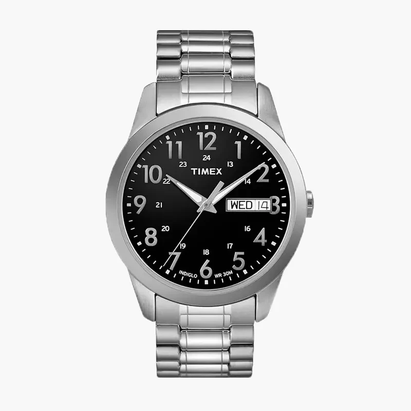 Timex Silver-tone Black Dial Unisex Watch- T2M932